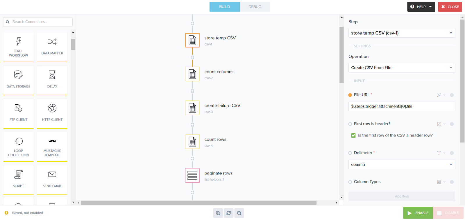 decked builder convert csv to coll